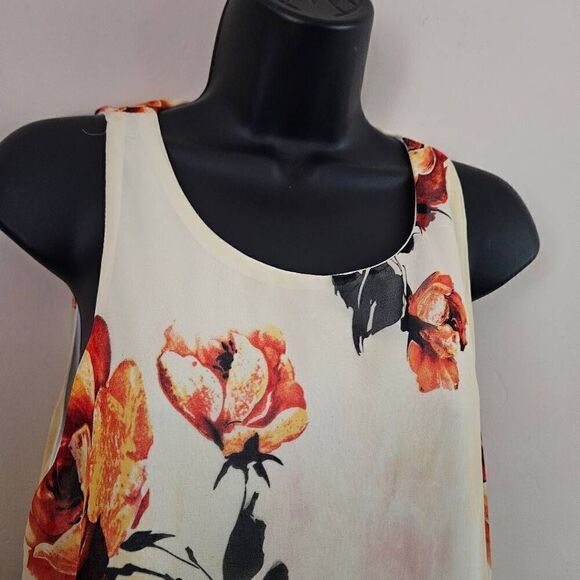 Entro Floral Midi Dress - Cream and Orange - Picture 3 of 8